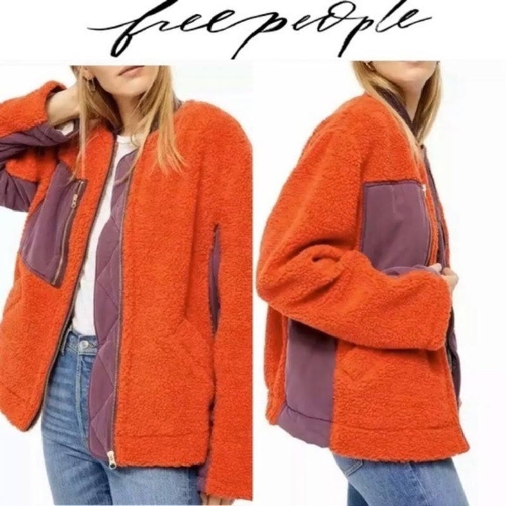 We the Free Rivington Sherpa Jacket Chili Combo Red Size S
